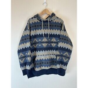 Native Men’s 2XL Hoodie Wool Pullover Aztec Tribal Western Southwest Navajo